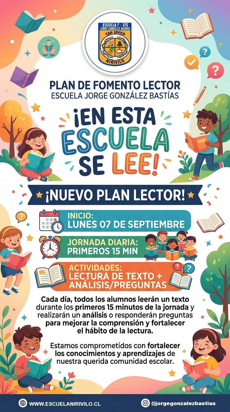 Afiche Plan Lector Escuela Jorge González Bastías