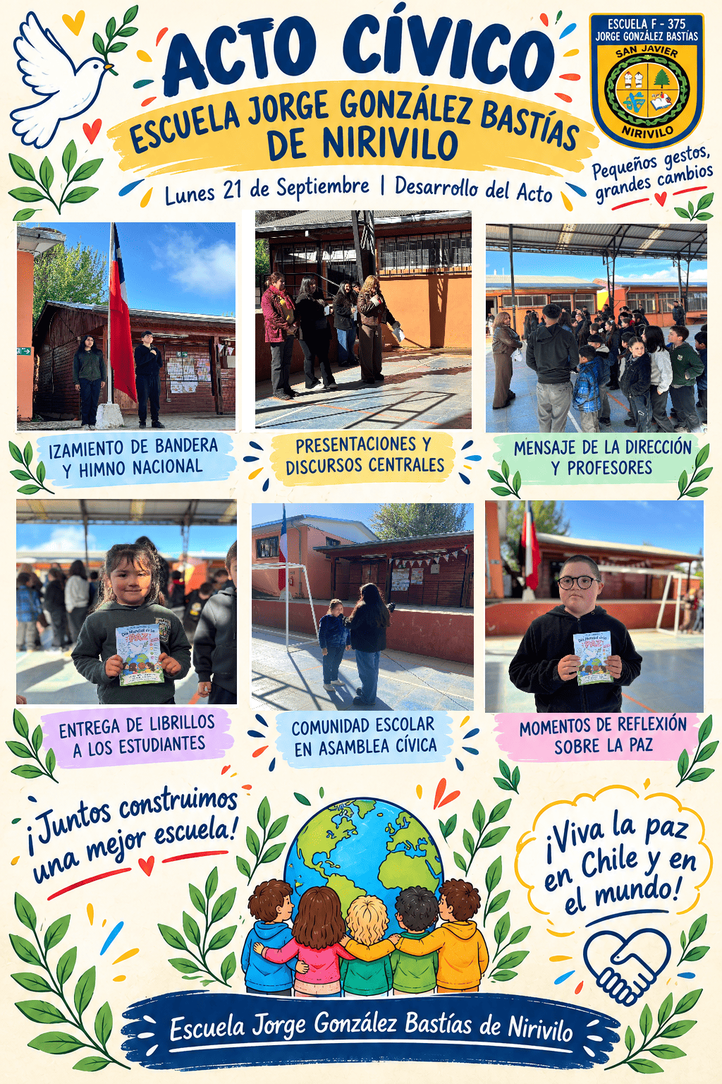 Afiche Acto Cívico Escuela Jorge González Bastías de Nirivilo